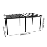 3m X 6m Aluminium Pergola With Retractable Roof,pu-coated Water-resistant Canopy,black Frame Patio Shelter For Garden, Backyard | Grey
