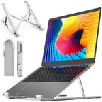 Dyzi Portable Aluminium Laptop & Tablet Lightweight Stand Silver Ventilated Adjustable