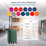 55x35x20cm Cabin Carry On Suitcase Hard Shell Overhead Luggage 100+ Airlines Approved | Cabin | Forest Green