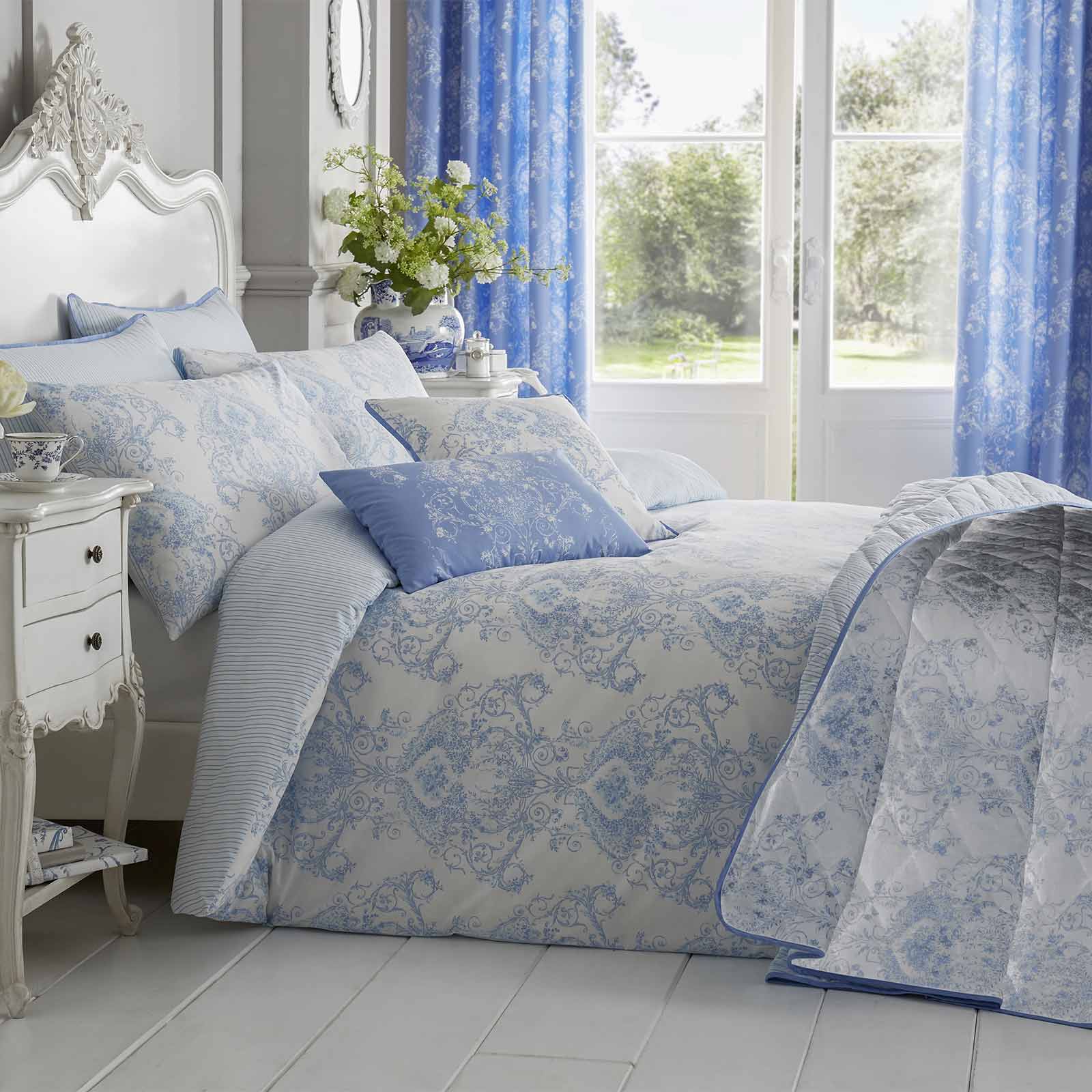 French Toile Patterned Duvet Cover Set | Single | Blue