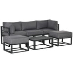 Outsunny 6 Pc Garden Daybed Sectional Set W/ Coffee Table