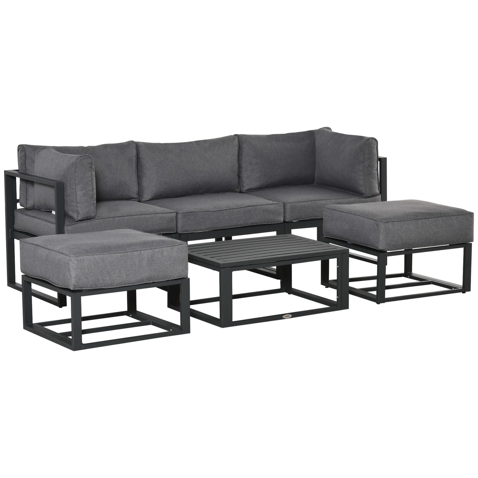 Outsunny 6 Pc Garden Daybed Sectional Set W/ Coffee Table