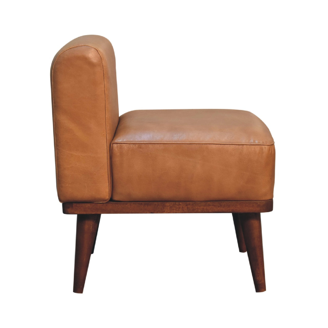 Solid Mango Wood Tan Buffalo Backrest Footstool