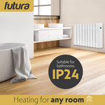 Electric Panel Heater Oil Filled Radiator Day Timer Wall Mounted Low Energy Retention Digital Thermostat Convector | 1800w | White