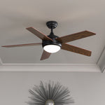 52 Inch Ceiling Fan With Dimmable Led Light & Remote 5 Blade Modern Quiet Fan