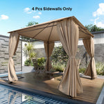 3 X 3 M Gazebo Replacement Curtains Privacy Panel Set, 4 Panels | Khaki