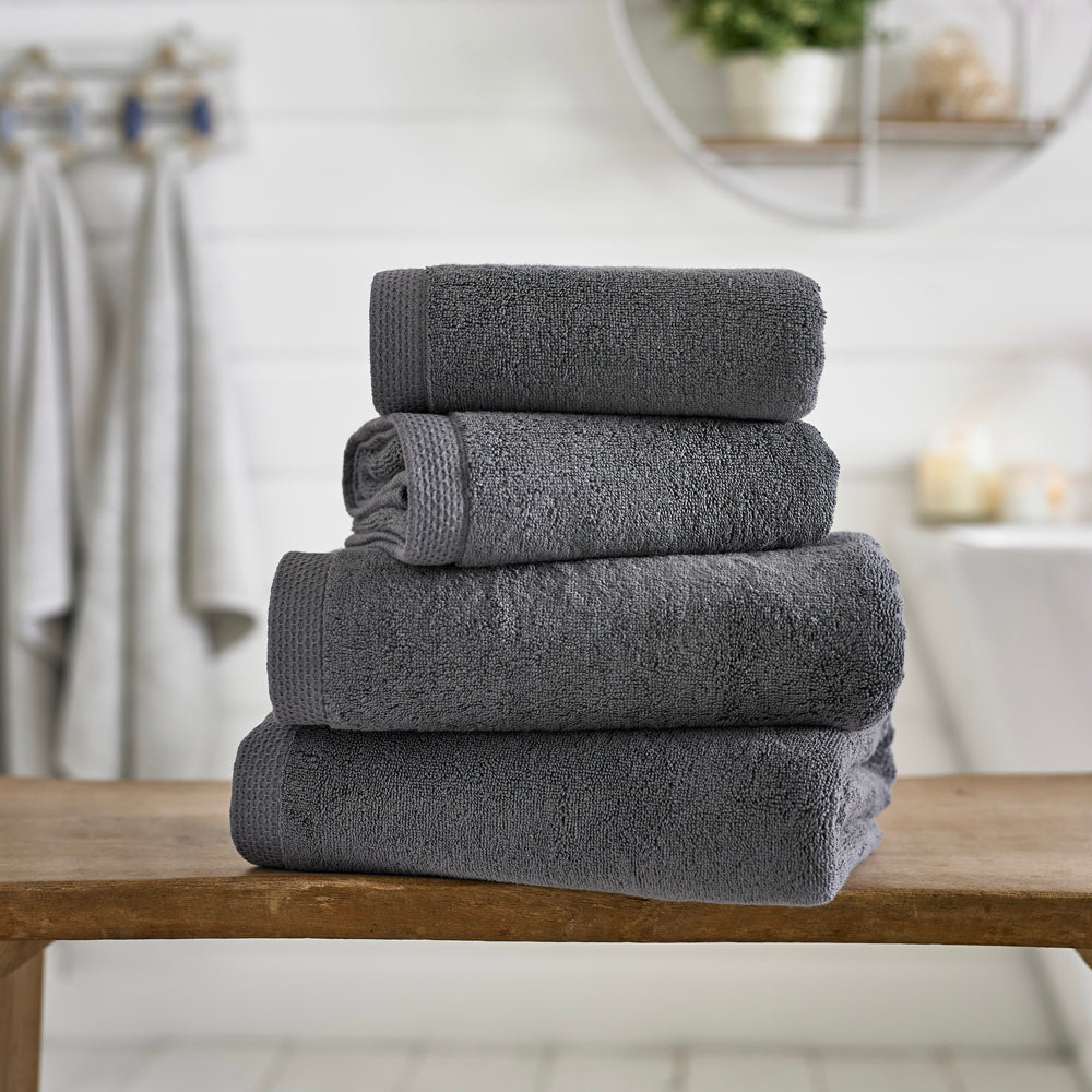 Egyptian Spa 700gm Supersoft Absorbent Cotton Towels | Hand Towel Pair | Charcoal