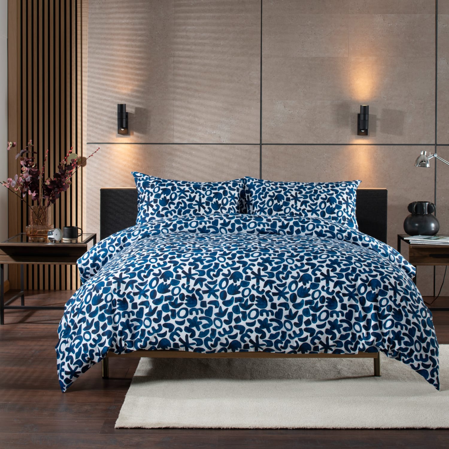 Studio Abstract Shapes Cotton Duvet Cover Set | King | Blue