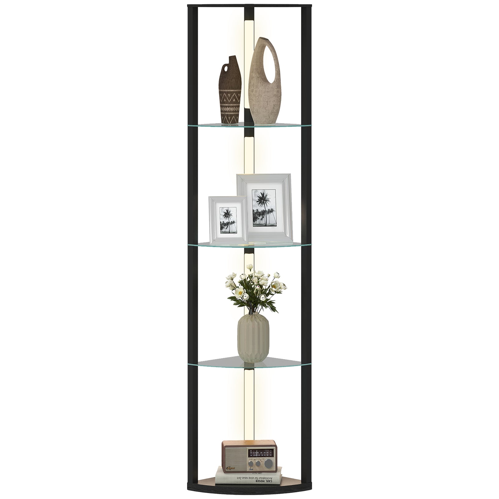 Led Floor Lamp With Shelves, Dimmable Standing Lamp With Foot Switch | Black