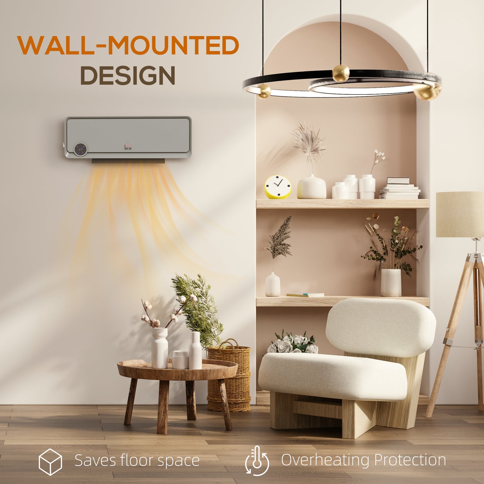 1000w/2000w Wall Downflow Heater 10-49 Degree Temperature | One Size | Gray