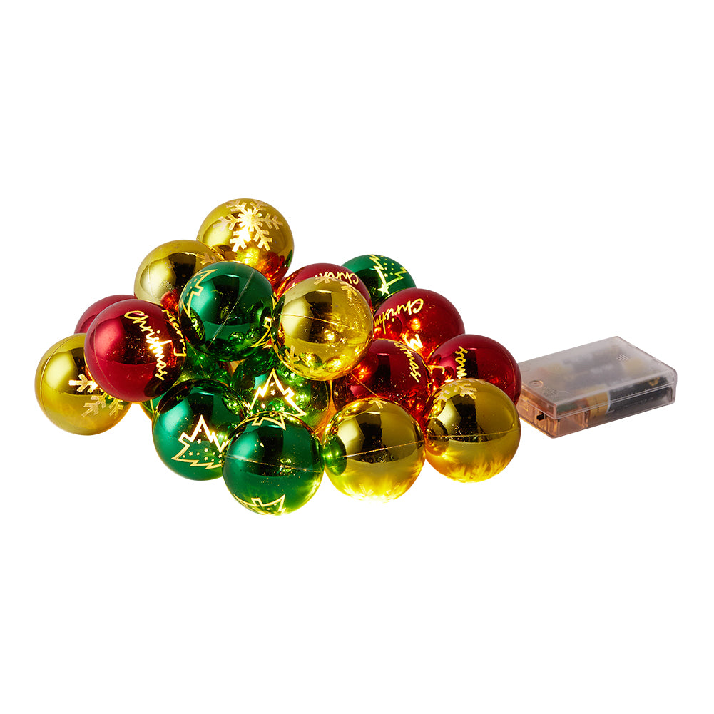 Multicoloured Christmas Ball Ornament String Lights Battery Powered