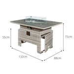 Icarus Rattan Rising Firepit Table | Dove Grey