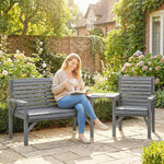Wood Garden Furniture Set W/ Parasol Hole, Detachable Table | Grey