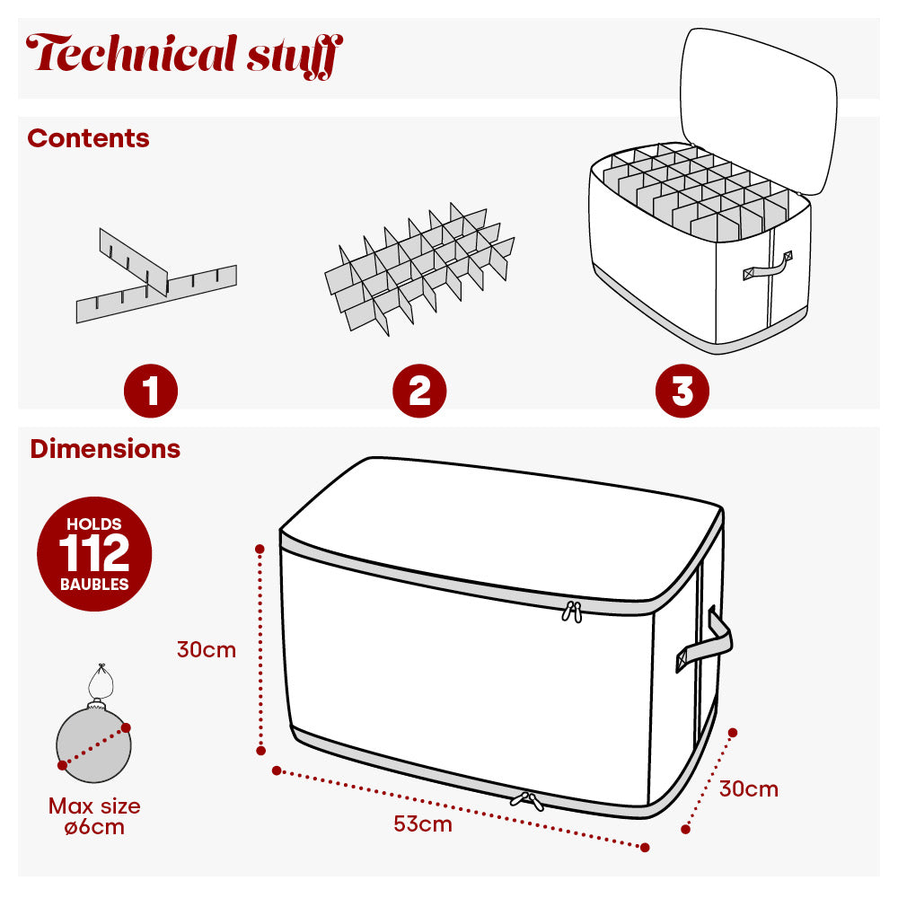 Christmas Ornament Storage Box With 112 Bauble Capacity | Red