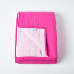 Cotton Quilted Reversible Bedspread | 230cm x 250cm | Cerise pink