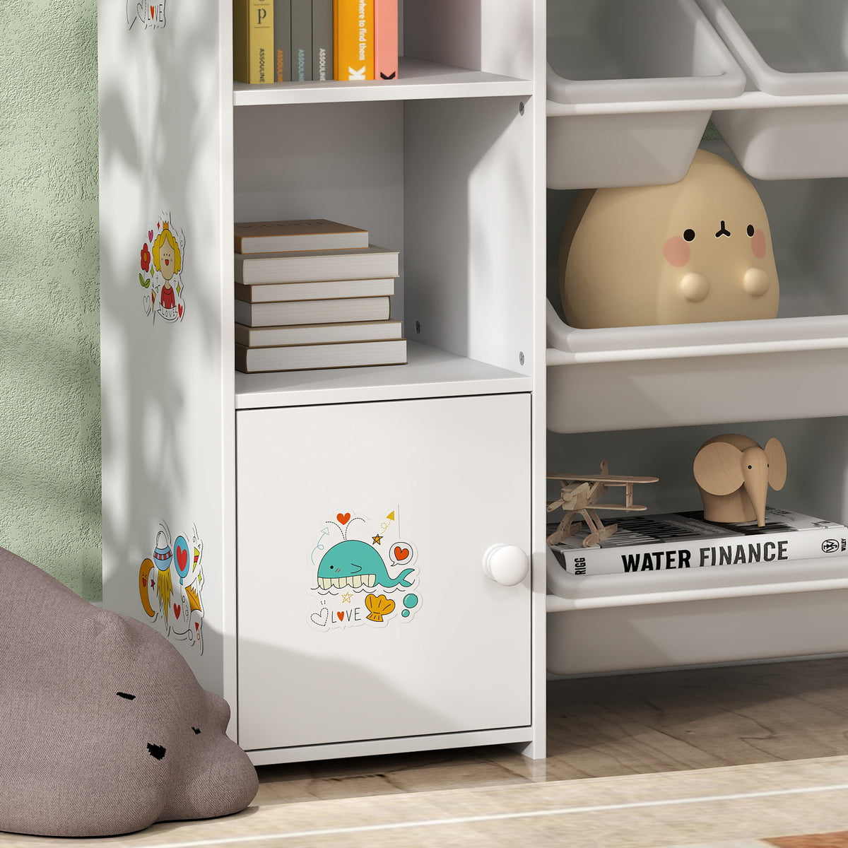 Kids Toy Storage Organiser With 8 Removable Storage Bins | White