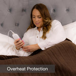 Deluxe Electric Throw Heated Double Over Blanket Soft Fleece  9 Heat & 12 Timer Settings | L | Brown