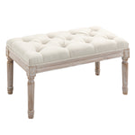 End Of Bed Bench, Tufted Upholstered Foot Stool | Medium | Cream