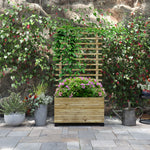 Wooden Planter Box With Trellis Natural