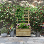 Wooden Planter Box With Trellis Natural