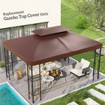 3x4m Gazebo Replacement Roof Canopy 2 Tier Top Uv Cover | Brown