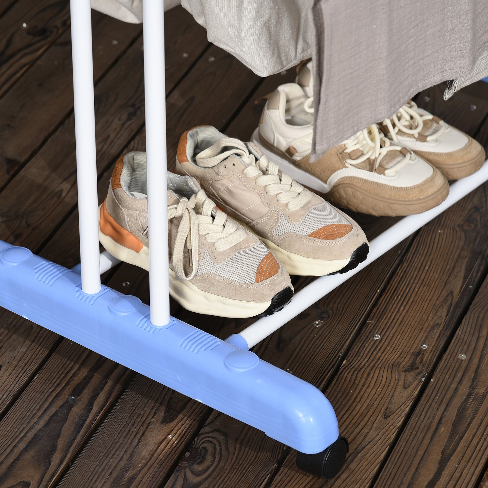 Foldable Clothes Drying Rack Steel Garment Dryer Casters | One Size | Blue