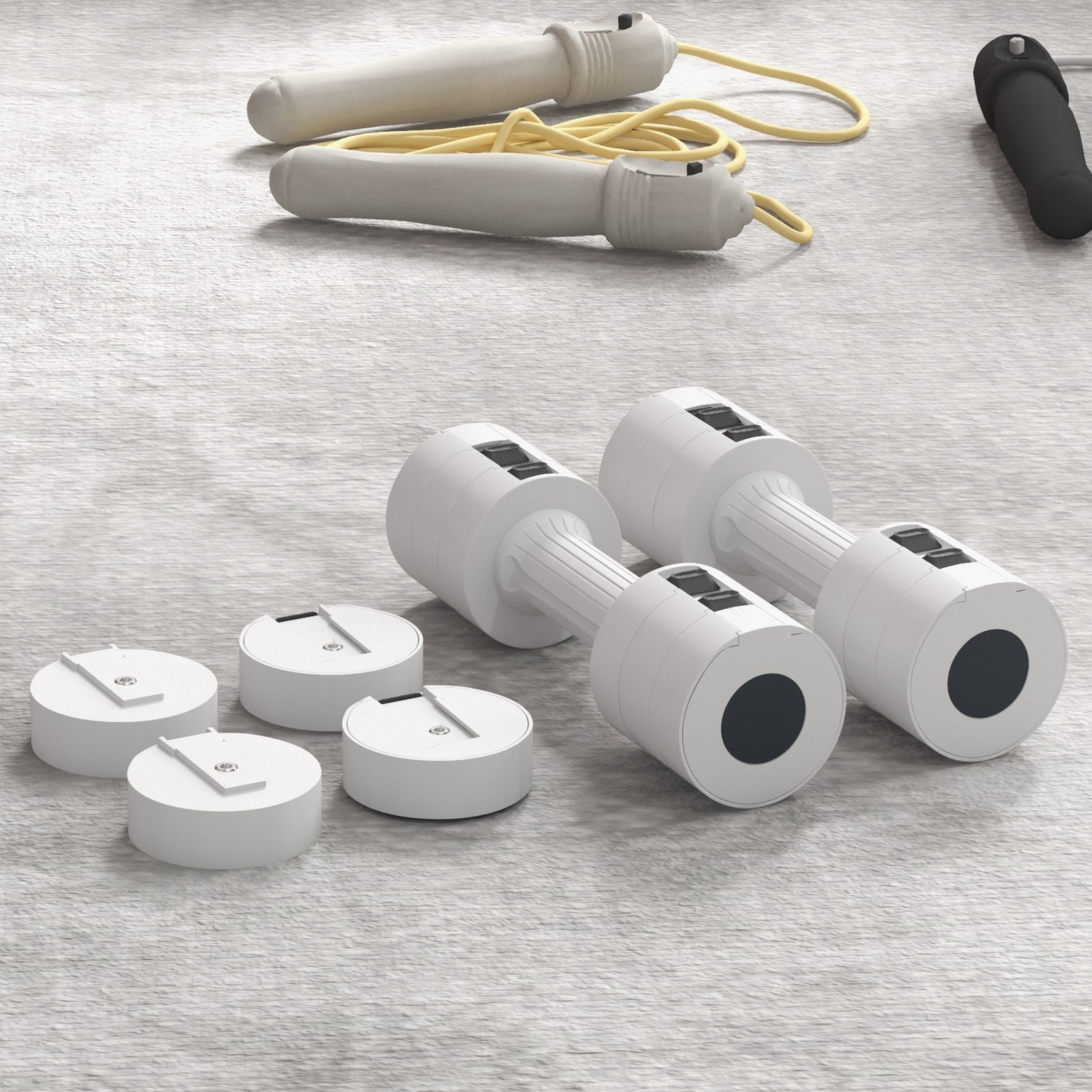 Adjustable Dumbbells Set Fast Adjust And Compact | White