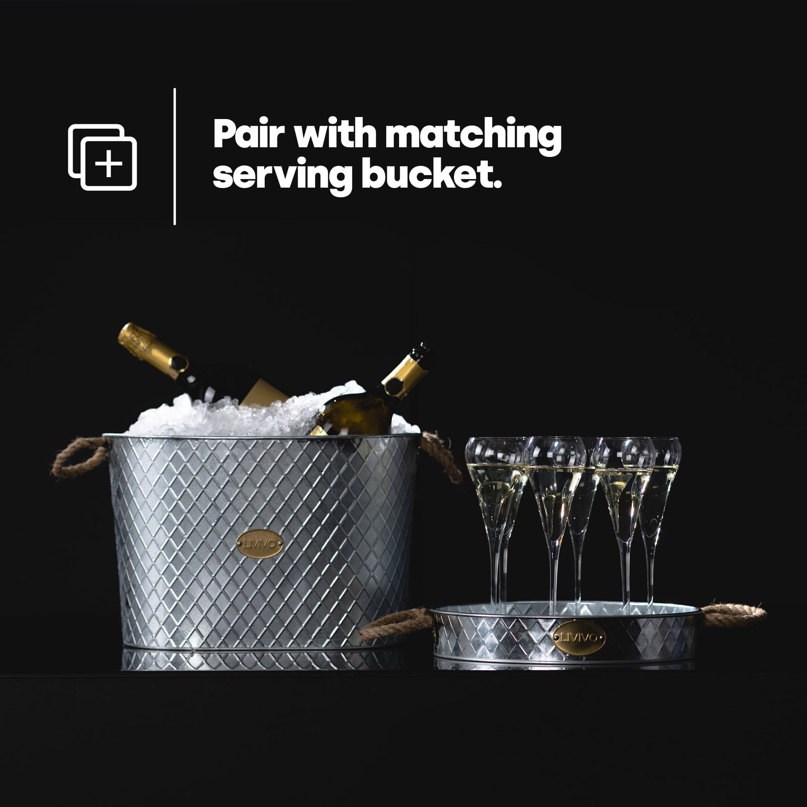 Champagne Serving Tray - Galvanised Steel