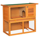 90cm 2 Tiers Rabbit Hutch Wooden Pet Cage Run Vintage Bunny House