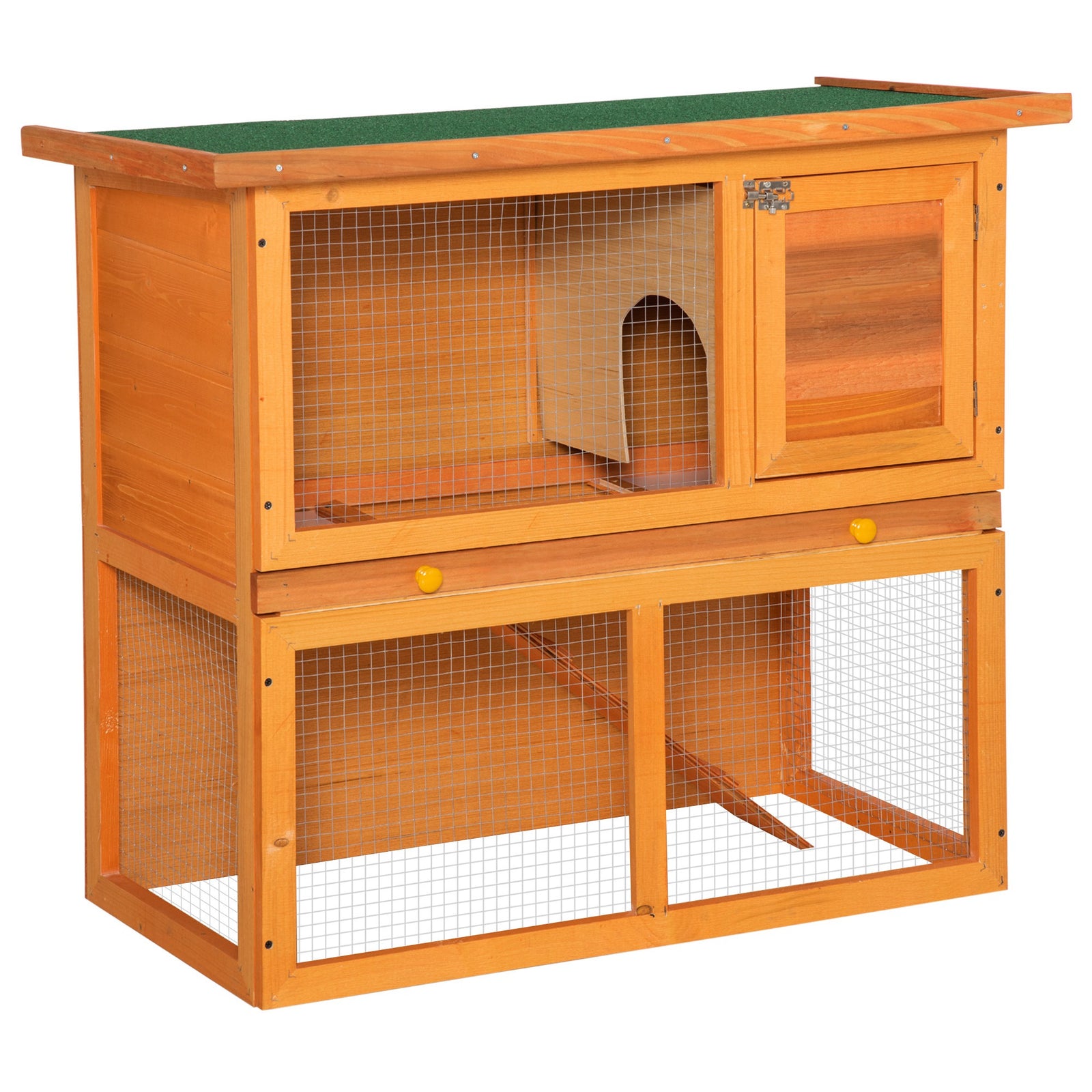 90cm 2 Tiers Rabbit Hutch Wooden Pet Cage Run Vintage Bunny House
