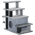 Dog Steps For Bed 4 Step Pet Stairs Cat House With Detachable Cover | Gray