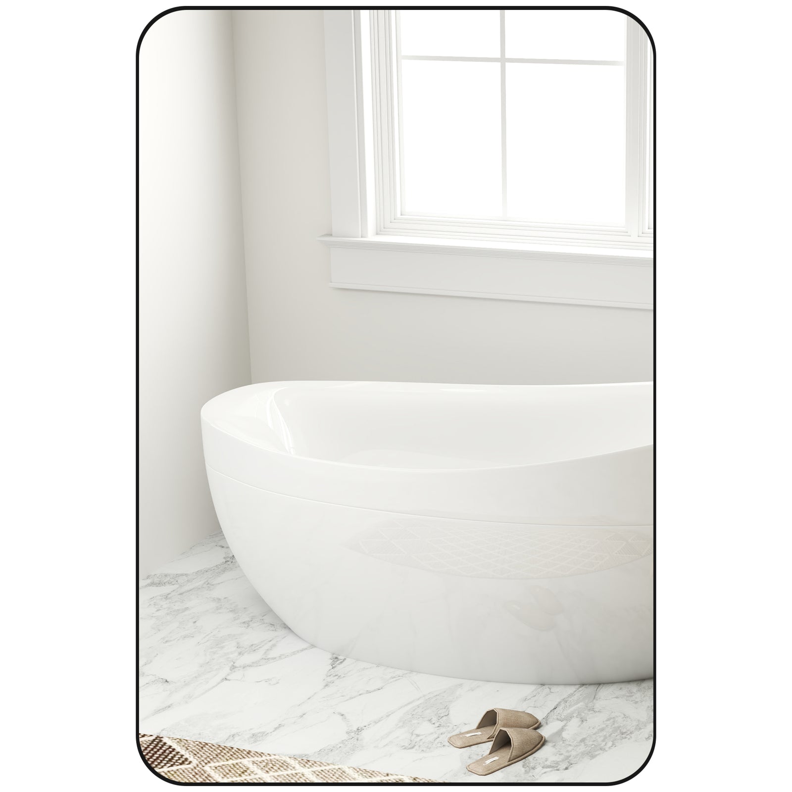 Rectangle Mirror, Wall Mirror With Steel Frame For Bathroom | Large | Black