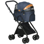 Luxury Folding Pet Stroller Removable Carrier Adjustable Canopy Bag Brake