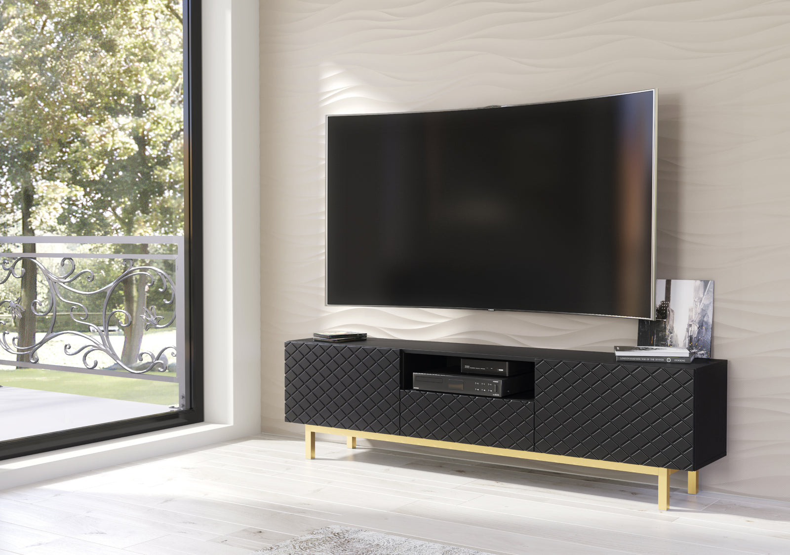 Diamond Luxe Tv Unit 180cm - Deco | Black