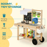 AIYAPLAY Mud Kitchen With Real Water Faucet Natural Wood