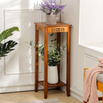 2-tier Bamboo Plant Stand Classic Chinese Style Flower Stand