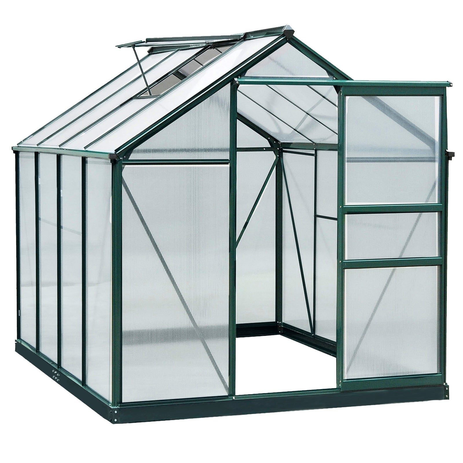 Polycarbonate Walk-in Greenhouse 6x8ft | Dark Green