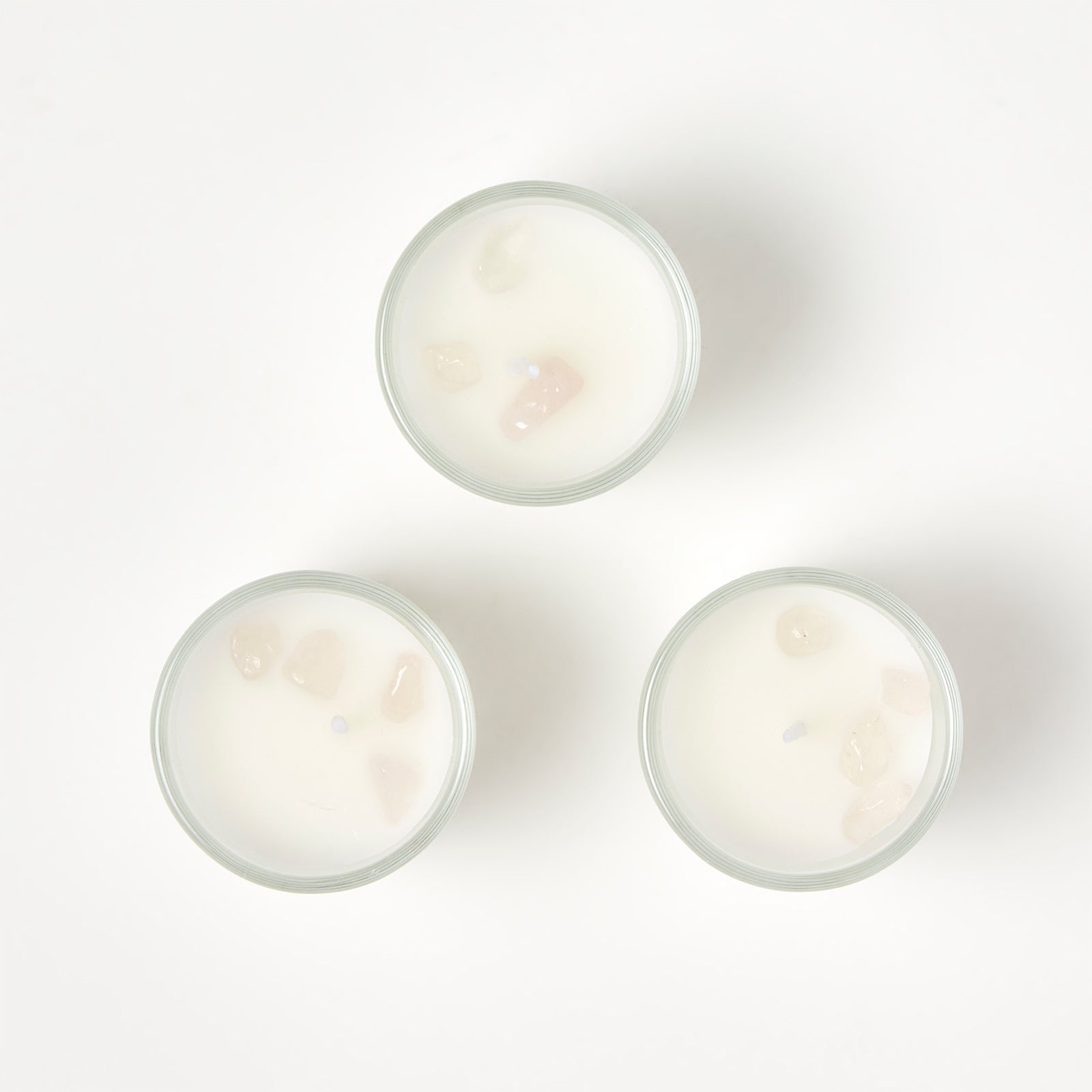 HOMESCAPES Quartz Eucalyptus Crystal Scented Candle Set, Pack Of 3