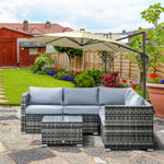 4 Pieces Rattan Set Conversation W/ Table Grey