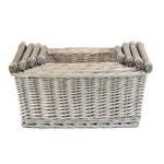 Wicker Grey Wash Wooden Handled Storage Basket | Set-of-4 | Gray