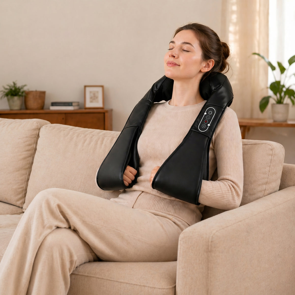 HOMCOM Neck Massager With Heat, Deep Tissue Shiatsu 3d Kneading Massager