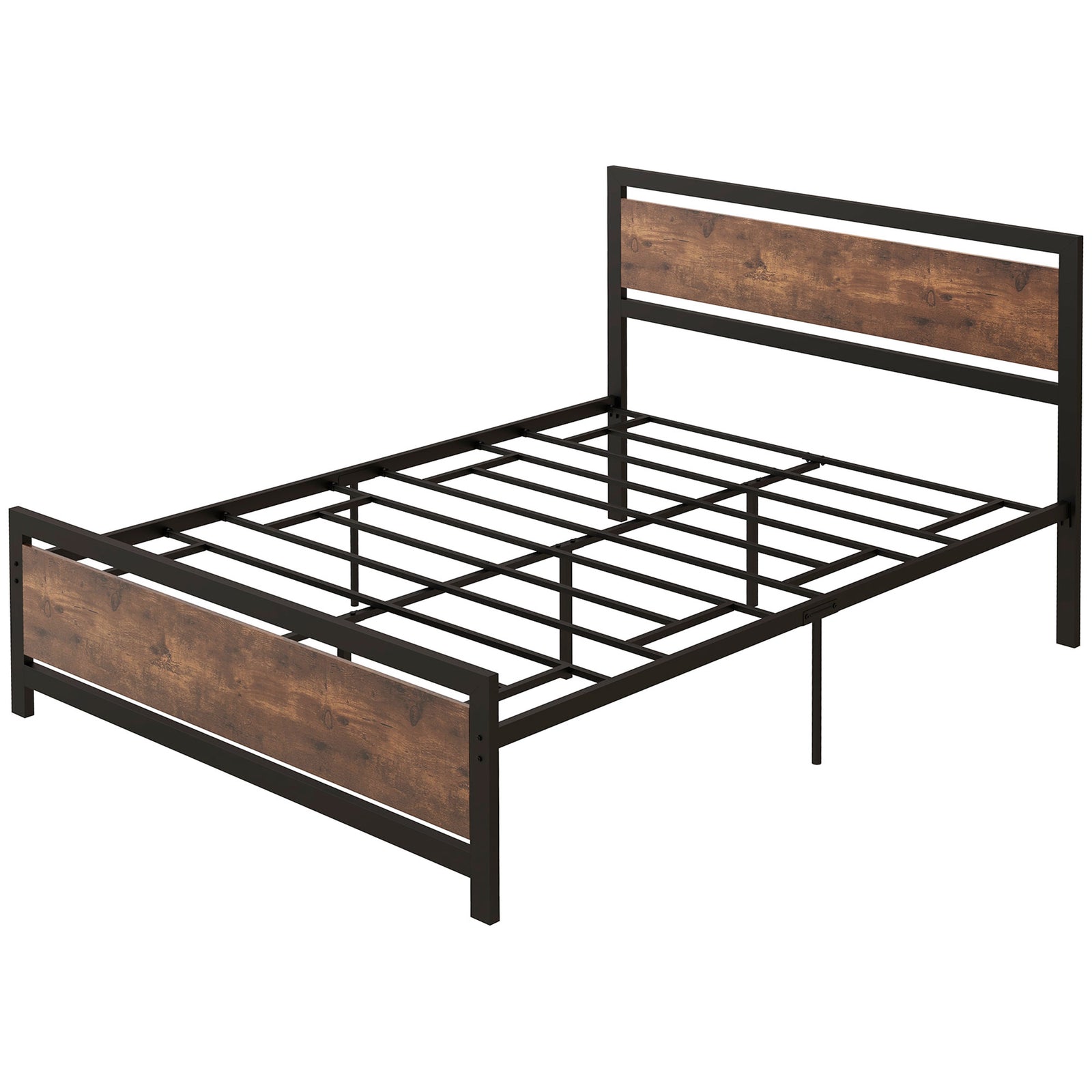Single/double/king Metal Bed Frame With Headboard Footboard | Double | Brown