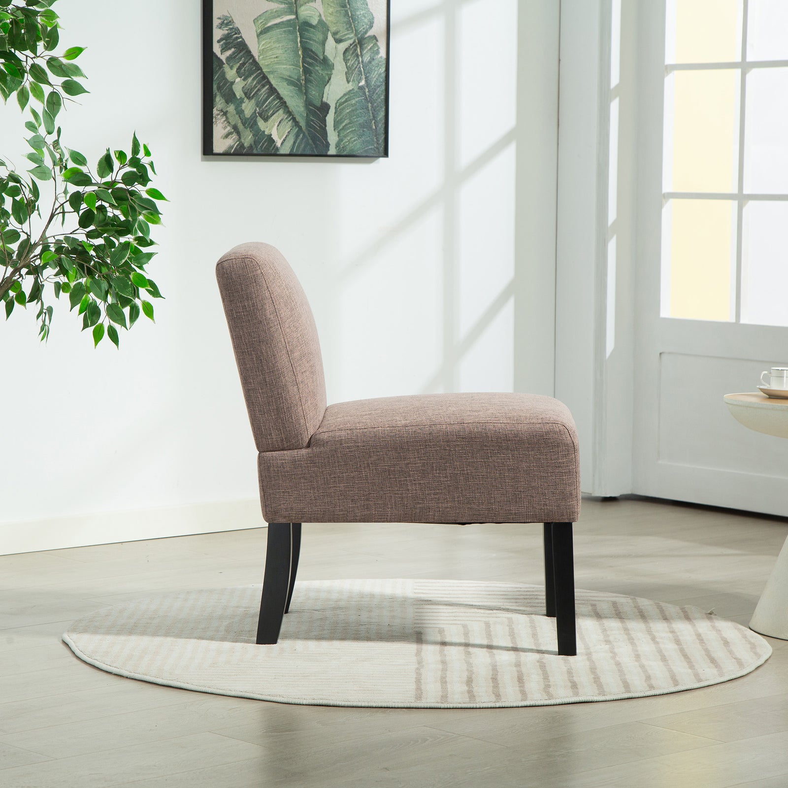 Elara Fabric Armless Accent Chair | Dark Brown