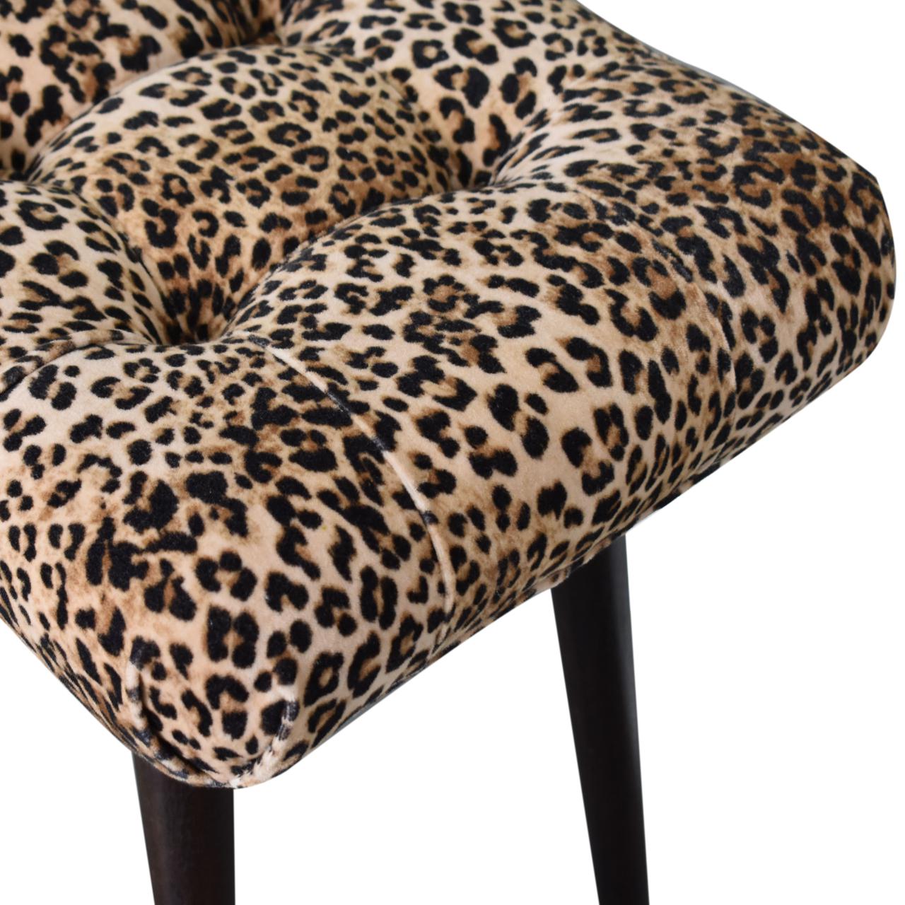 Solid Wood Leopard Print Curved Bench