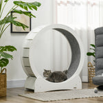 Cat Treadmill, 30/39.4" Wooden Cat Running Wheel With Brake | Small | White