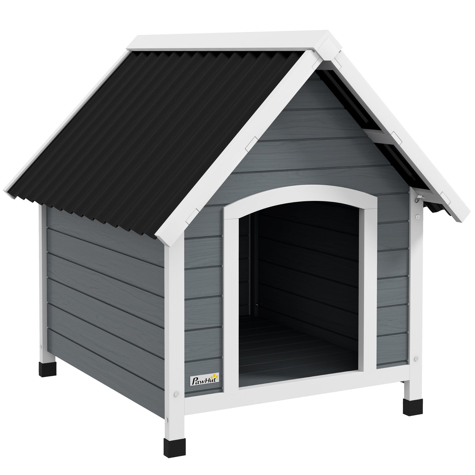 Dog Kennel Outdoor Dog House W/ Removable Floor, For Medium And Large Dogs - Grey | Gray