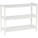 3-tier Shoe Rack Wood Frame Slatted Shelves Hygienic Storage | One Size | White