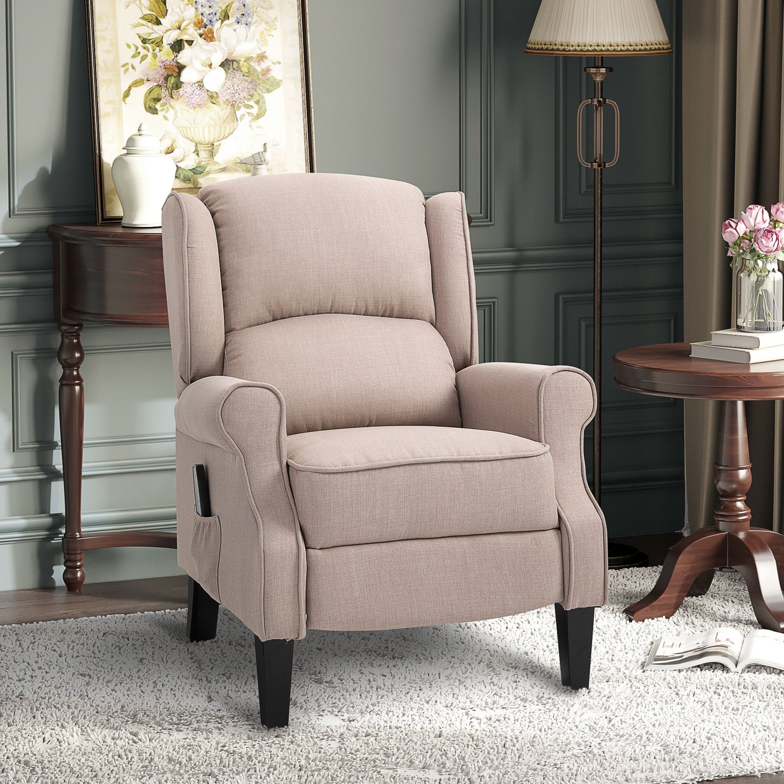 HOMCOM Heated Massage Reclining Armchair W/ Footrest Beige