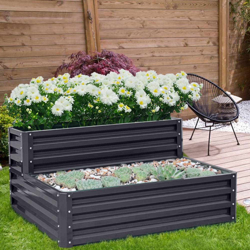 2 Tiers Raised Garden Bed For Planting Outdoor Plants Vegetables