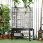 Bird Cage, With Stand, Wheels, Toys, For Budgies, Finches, Parakeets | Black